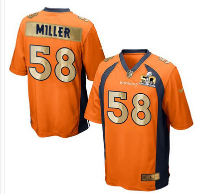 Nike Broncos #58 Von Miller Orange Team Color Men's Stitched NFL Game Super Bowl 50 Collection Jersey Nike Broncos #58 Von Miller Orange Team Color Men's Stitched NFL Game Super Bowl 50 Collection Jersey