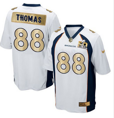 Nike Broncos #88 Demaryius Thomas White Men's Stitched NFL Game Super Bowl 50 Collection Jersey Nike Broncos #88 Demaryius Thomas White Men's Stitched NFL Game Super Bowl 50 Collection Jersey