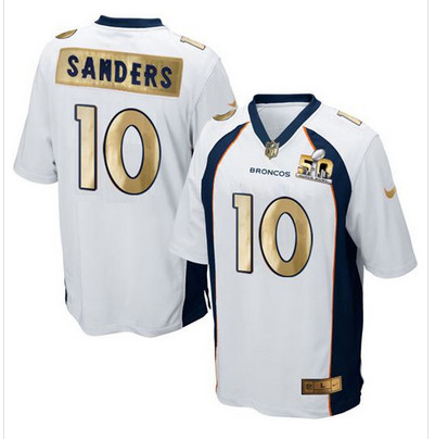 Nike Broncos #10 Emmanuel Sanders White Men's Stitched NFL Game Super Bowl 50 Collection Jersey Nike Broncos #10 Emmanuel Sanders White Men's Stitched NFL Game Super Bowl 50 Collection Jersey