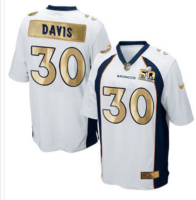 Nike Broncos #30 Terrell Davis White Men's Stitched NFL Game Super Bowl 50 Collection Jersey Nike Broncos #30 Terrell Davis White Men's Stitched NFL Game Super Bowl 50 Collection Jersey
