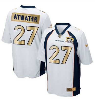 Nike Broncos #27 Steve Atwater White Men's Stitched NFL Game Super Bowl 50 Collection Jersey Nike Broncos #27 Steve Atwater White Men's Stitched NFL Game Super Bowl 50 Collection Jersey
