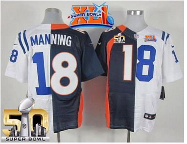 Nike Broncos #18 Peyton Manning Navy BlueWhite Super Bowl XLI & Super Bowl 50 Men's Stitched NFL Elite Split Colts Jersey Nike Broncos #18 Peyton Manning Navy BlueWhite Super Bowl XLI & Super Bowl 50 Men's Stitched NFL Elite Split Colts Jersey