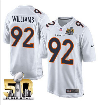 Nike Broncos #92 Sylvester Williams White Super Bowl 50 Men's Stitched NFL Game Event Jersey Nike Broncos #92 Sylvester Williams White Super Bowl 50 Men's Stitched NFL Game Event Jersey