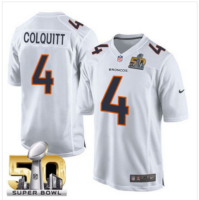Nike Broncos #4 Britton Colquitt White Super Bowl 50 Men's Stitched NFL Game Event Jersey Nike Broncos #4 Britton Colquitt White Super Bowl 50 Men's Stitched NFL Game Event Jersey