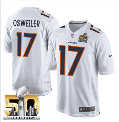 Nike Broncos #17 Brock Osweiler White Super Bowl 50 Men's Stitched NFL Game Event Jersey Nike Broncos #17 Brock Osweiler White Super Bowl 50 Men's Stitched NFL Game Event Jersey