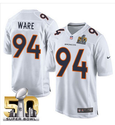 Nike Broncos #94 DeMarcus Ware White Super Bowl 50 Men's Stitched NFL Game Event Jersey Nike Broncos #94 DeMarcus Ware White Super Bowl 50 Men's Stitched NFL Game Event Jersey