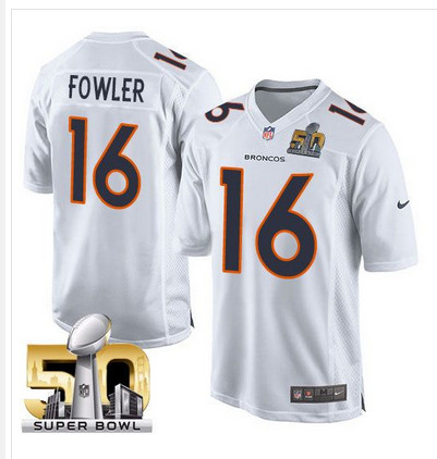 Nike Broncos #16 Bennie Fowler White Super Bowl 50 Men's Stitched NFL Game Event Jersey Nike Broncos #16 Bennie Fowler White Super Bowl 50 Men's Stitched NFL Game Event Jersey