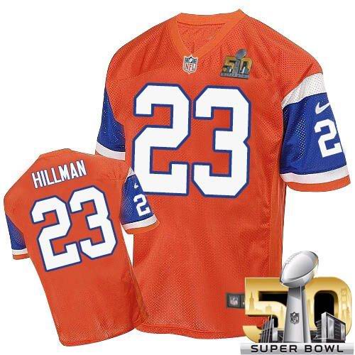 Nike Broncos #23 Ronnie Hillman Orange Throwback Super Bowl 50 Men's Stitched NFL Elite Jersey Nike Broncos #23 Ronnie Hillman Orange Throwback Super Bowl 50 Men's Stitched NFL Elite Jersey