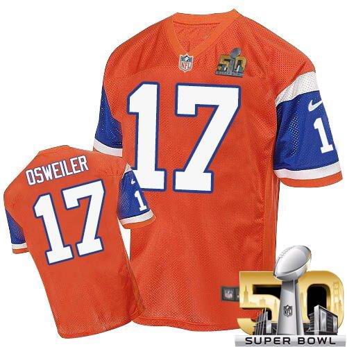 Nike Broncos #17 Brock Osweiler Orange Throwback Super Bowl 50 Men's Stitched NFL Elite Jersey Nike Broncos #17 Brock Osweiler Orange Throwback Super Bowl 50 Men's Stitched NFL Elite Jersey