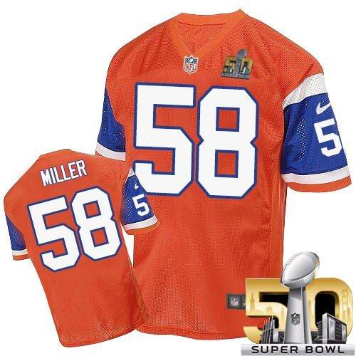 Nike Broncos #58 Von Miller Orange Throwback Super Bowl 50 Men's Stitched NFL Elite Jersey Nike Broncos #58 Von Miller Orange Throwback Super Bowl 50 Men's Stitched NFL Elite Jersey