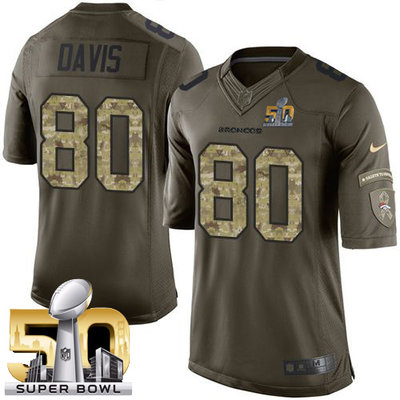 Nike Broncos #80 Vernon Davis Green Super Bowl 50 Men's Stitched NFL Limited Salute To Service Jersey Nike Broncos #80 Vernon Davis Green Super Bowl 50 Men's Stitched NFL Limited Salute To Service Jersey