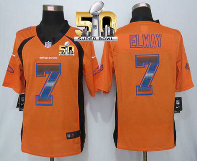 Nike Broncos #7 John Elway Orange Team Color Super Bowl 50 Men's Stitched NFL Limited Strobe Jersey Nike Broncos #7 John Elway Orange Team Color Super Bowl 50 Men's Stitched NFL Limited Strobe Jersey