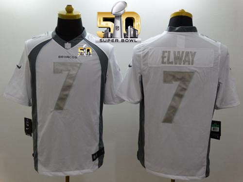 Nike Broncos #7 John Elway White Super Bowl 50 Men's Stitched NFL Limited Platinum Jersey Nike Broncos #7 John Elway White Super Bowl 50 Men's Stitched NFL Limited Platinum Jersey