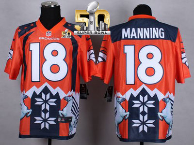 Nike Broncos #18 Peyton Manning Orange Super Bowl 50 Men's Stitched NFL Elite Noble Fashion Jersey Nike Broncos #18 Peyton Manning Orange Super Bowl 50 Men's Stitched NFL Elite Noble Fashion Jersey