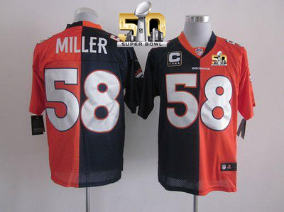 Nike Broncos #58 Von Miller OrangeNavy Blue Super Bowl 50 Men's Stitched NFL Elite Split Jersey Nike Broncos #58 Von Miller OrangeNavy Blue Super Bowl 50 Men's Stitched NFL Elite Split Jersey