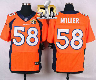 Nike Broncos #58 Von Miller Orange Team Color Super Bowl 50 Men's Stitched NFL New Elite Jersey Nike Broncos #58 Von Miller Orange Team Color Super Bowl 50 Men's Stitched NFL New Elite Jersey