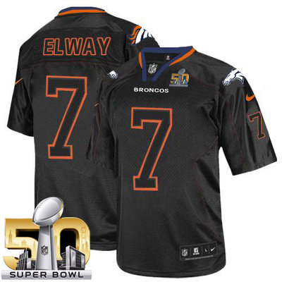 Nike Broncos #7 John Elway Lights Out Black Super Bowl 50 Men's Stitched NFL Elite Jersey Nike Broncos #7 John Elway Lights Out Black Super Bowl 50 Men's Stitched NFL Elite Jersey