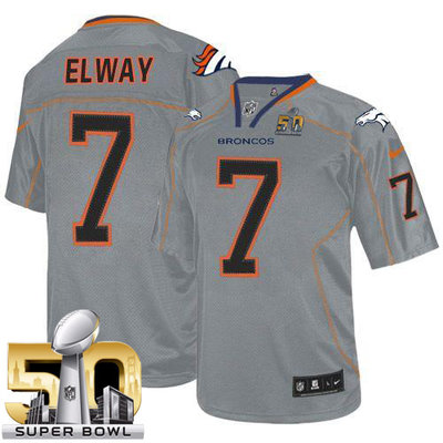 Nike Broncos #7 John Elway Lights Out Grey Super Bowl 50 Men's Stitched NFL Elite Jersey Nike Broncos #7 John Elway Lights Out Grey Super Bowl 50 Men's Stitched NFL Elite Jersey