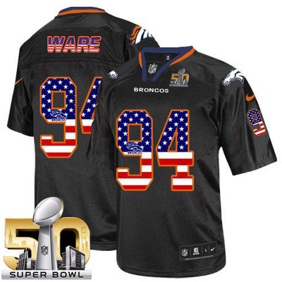 Nike Broncos #94 DeMarcus Ware Black Super Bowl 50 Men's Stitched NFL Elite USA Flag Fashion Jersey Nike Broncos #94 DeMarcus Ware Black Super Bowl 50 Men's Stitched NFL Elite USA Flag Fashion Jersey