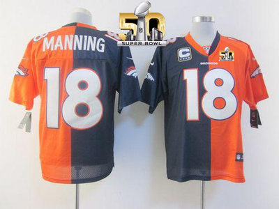 Nike Broncos #18 Peyton Manning OrangeNavy Blue Super Bowl 50 Men's Stitched NFL Elite Split Jersey Nike Broncos #18 Peyton Manning OrangeNavy Blue Super Bowl 50 Men's Stitched NFL Elite Split Jersey