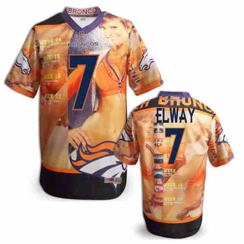 New Denver Broncos #7 John Elway Color NFL Elite Fanatical Version Jerseys