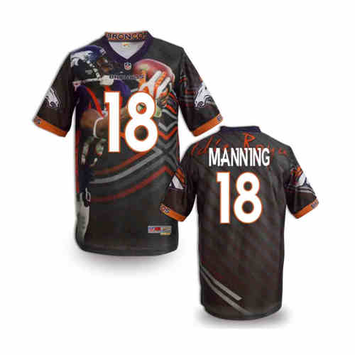 New Denver Broncos 18# Peyton Manning Team Color NFL Elite Fanatical Version Jerseys