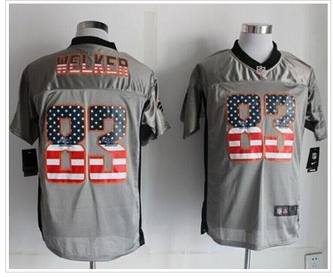 NEW Denver Broncos #83 Wes Welker Grey NFL Elite USA Flag Fashion Jersey