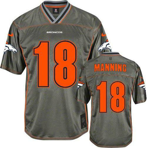 NEW Denver Broncos #18 Peyton Manning Grey NFL Elite Vapor Jerseys