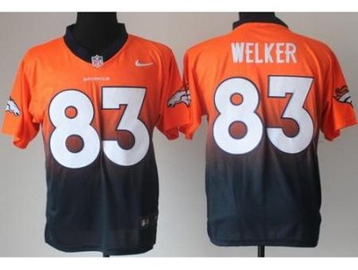 NEW Denver Broncos 83 Wes Welker Orange Blue Drift Fashion II Elite NFL Jerseys