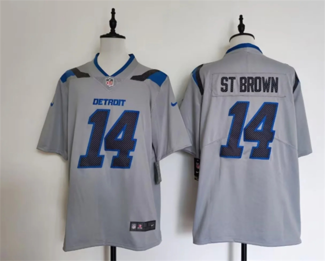Men's Detroit Lions #14 Amon-Ra St. Brown Silver 2026 Rivalries Collection Limited Stitched Football Jersey