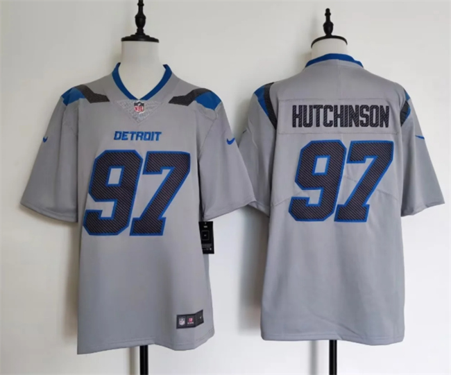 Men's Detroit Lions #97 Aidan Hutchinson Silver 2026 Rivalries Collection Limited Stitched Football Jersey Men's Detroit Lions #97 Aidan Hutchinson Silver 2026 Rivalries Collection Limited Stitched Football Jersey