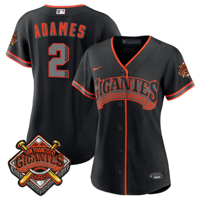 Women's San Francisco Giants #2 Willy Adames Black 2026 Alternate Stadium Stitched Baseball Jersey(Run Small) Women's San Francisco Giants #2 Willy Adames Black 2026 Alternate Stadium Stitched Baseball Jersey(Run Small)