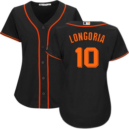 Giants #10 Evan Longoria Black Alternate Women's Stitched MLB Jersey Giants #10 Evan Longoria Black Alternate Women's Stitched MLB Jersey