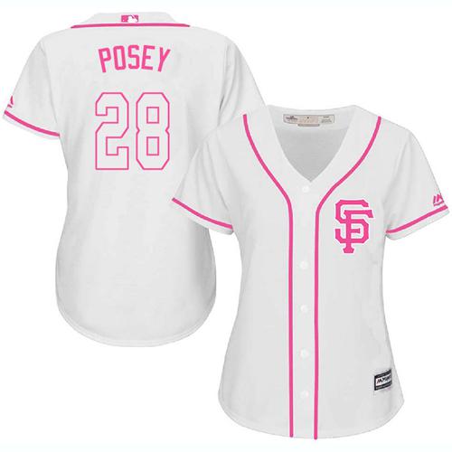 Giants #28 Buster Posey White Pink Fashion Women's Stitched MLB Jersey Giants #28 Buster Posey White Pink Fashion Women's Stitched MLB Jersey
