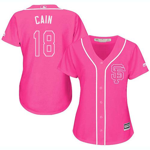 Giants #18 Matt Cain Pink Fashion Women's Stitched MLB Jersey Giants #18 Matt Cain Pink Fashion Women's Stitched MLB Jersey