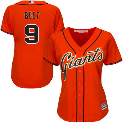 Giants #9 Brandon Belt Orange Alternate Women's Stitched MLB Jersey Giants #9 Brandon Belt Orange Alternate Women's Stitched MLB Jersey
