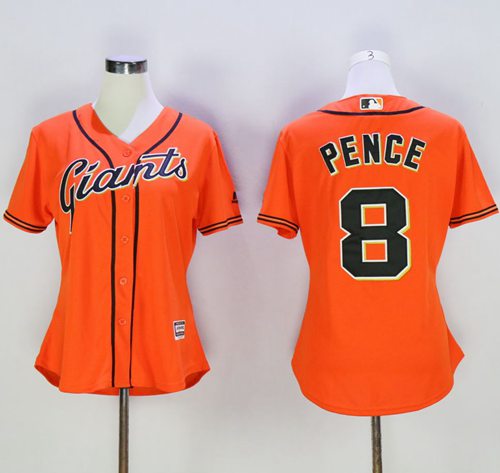 Giants #8 Hunter Pence Orange Women's Alternate Stitched MLB Jersey Giants #8 Hunter Pence Orange Women's Alternate Stitched MLB Jersey