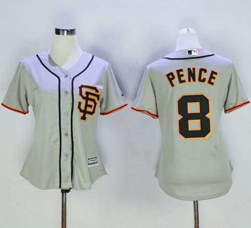 Giants #8 Hunter Pence Grey Women's Road 2 Stitched MLB Jersey Giants #8 Hunter Pence Grey Women's Road 2 Stitched MLB Jersey