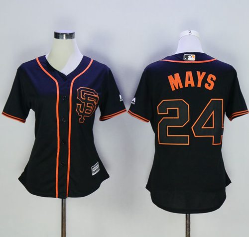 Giants #24 Willie Mays Black Alternate Women's Stitched MLB Jersey Giants #24 Willie Mays Black Alternate Women's Stitched MLB Jersey