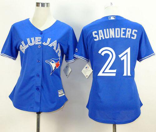 Blue Jays #21 Michael Saunders Blue Alternate Women's Stitched MLB Jersey Blue Jays #21 Michael Saunders Blue Alternate Women's Stitched MLB Jersey