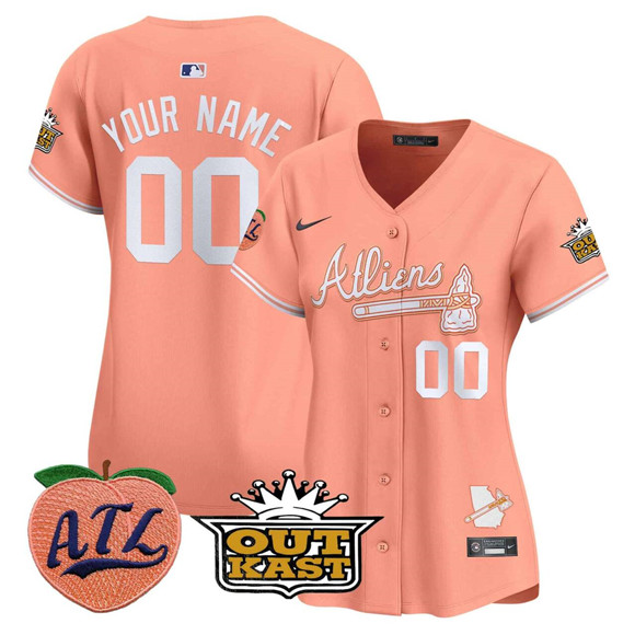 Women's Atlanta Braves Active Player Custom Peach Bubblegum Pink Vapor Limited Stitched Baseball Jersey(Run Small) Women's Atlanta Braves Active Player Custom Peach Bubblegum Pink Vapor Limited Stitched Baseball Jersey(Run Small)