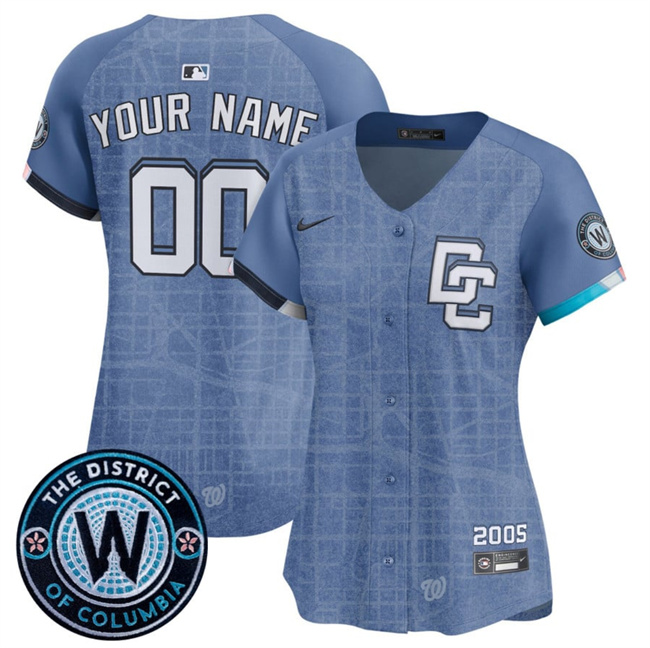 Women's Washington Nationals Active Player Custom Blue 2025 City Connect Limited Stitched Baseball Jersey(Run Small) Women's Washington Nationals Active Player Custom Blue 2025 City Connect Limited Stitched Baseball Jersey(Run Small)