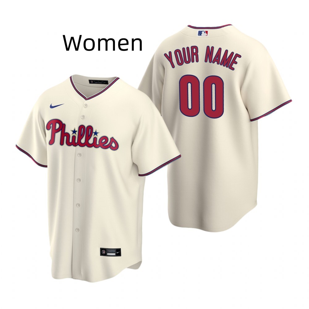 Women Custom Philadelphia Phillies Nike Cream Stitched Jersey
