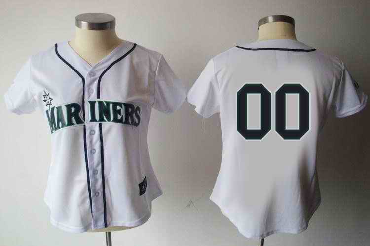 Seattle Mariners Blank White Black Number Women Custom Jerseys Seattle Mariners Blank White Black Number Women Custom Jerseys