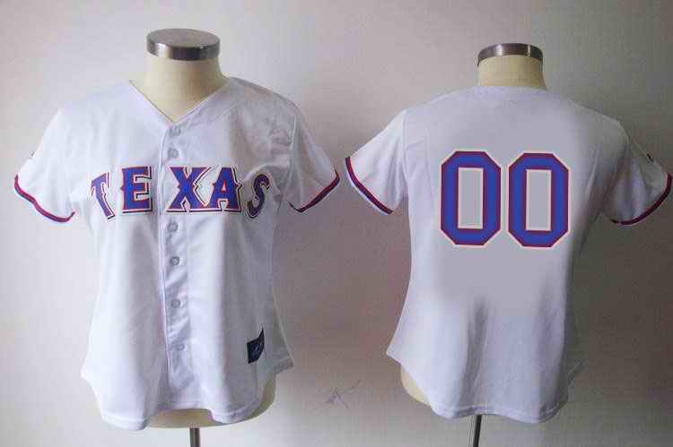 Texas Rangers Blank White Women Custom Jerseys Texas Rangers Blank White Women Custom Jerseys
