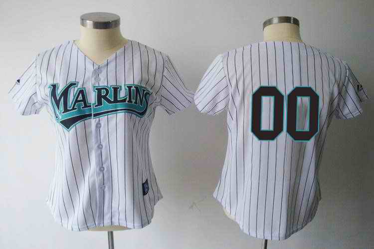 Florida Marlins Blank White Black Strip Women Custom Jerseys Florida Marlins Blank White Black Strip Women Custom Jerseys