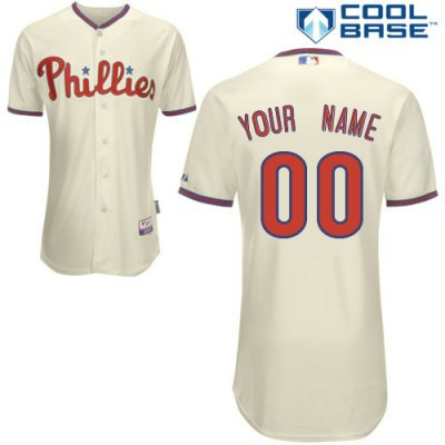 Customized Philadelphia Phillies Jersey Cream Home Cool Base Baseball Jersey Customized Philadelphia Phillies Jersey Cream Home Cool Base Baseball Jersey
