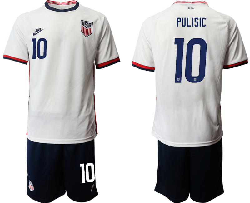 USA #10 Pulisic Home Soccer Country Jersey