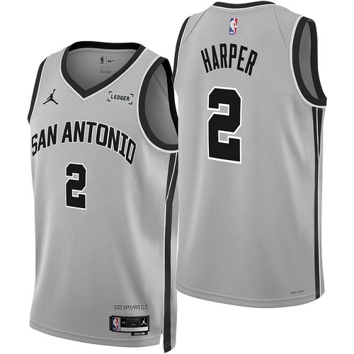 Men's San Antonio Spurs #2 Dylan Harper Silver 2025 Statement Edition Stitched Basketball Jersey Men's San Antonio Spurs #2 Dylan Harper Silver 2025 Statement Edition Stitched Basketball Jersey