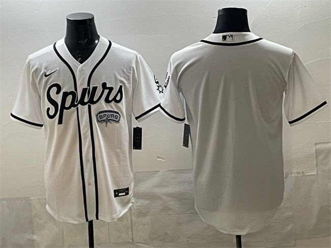 Men's San Antonio Spurs Blank White Stitched Baseball Jersey Men's San Antonio Spurs Blank White Stitched Baseball Jersey
